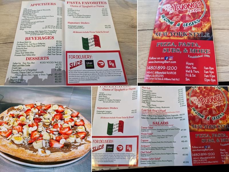 Buonos pizza Menu