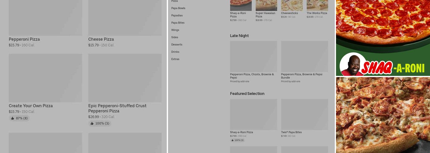 Papa Johns Pizza Menu