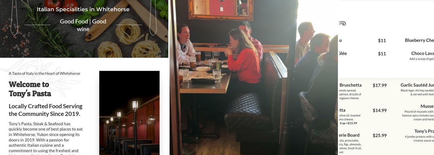 Tony's Pasta & Seafood House Menu