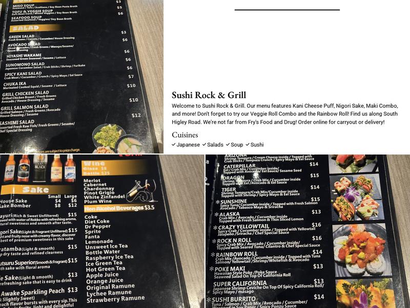 Sushi Rock & Grill Menu