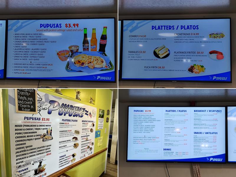 Maritza's Pupusas Menu