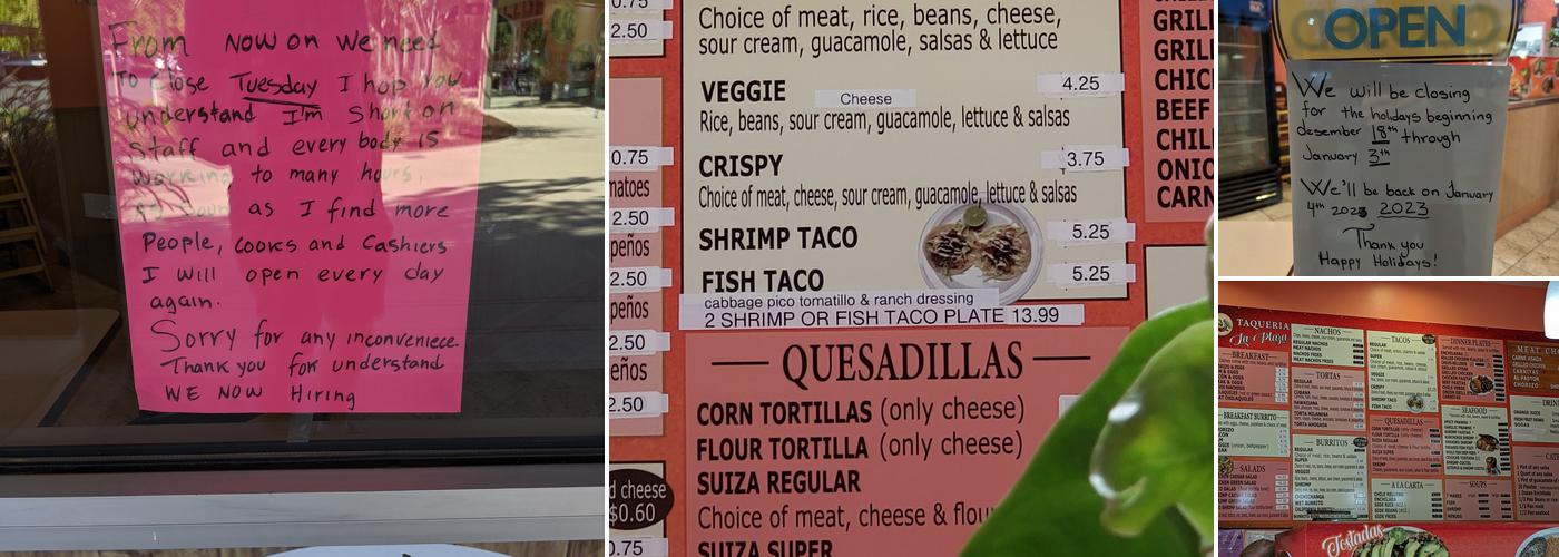 Taqueria La Plaza Menu