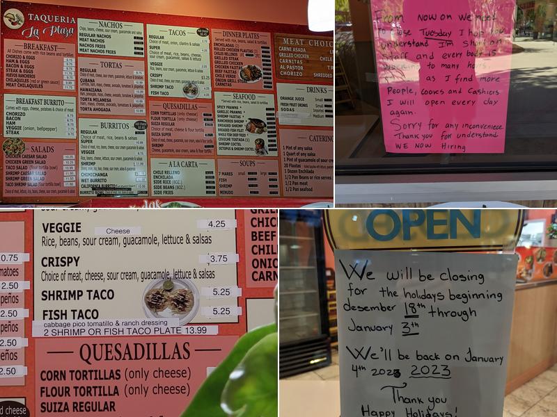 Taqueria La Plaza Menu