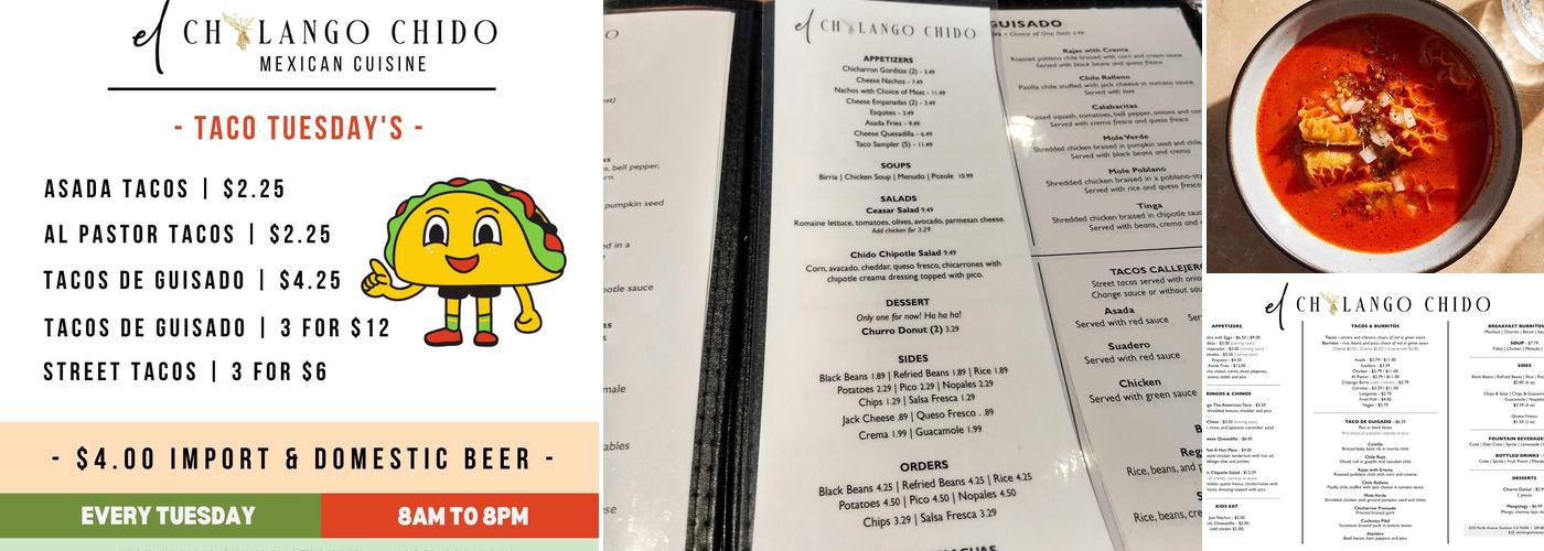 El Chilango Chido Menu