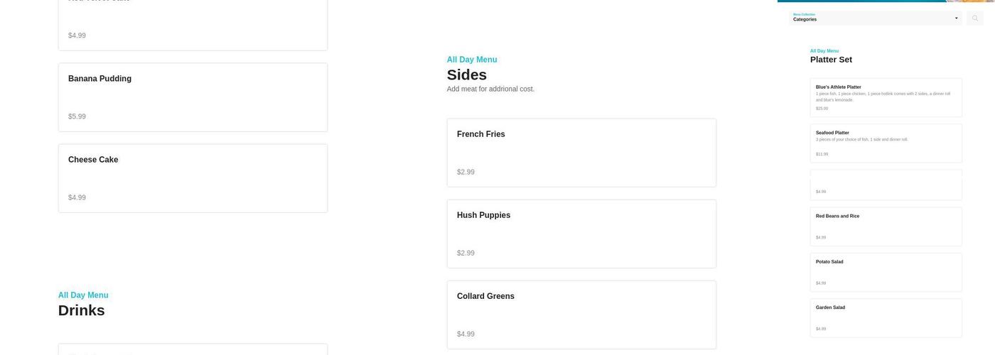 Blue's Fish & Soul Menu