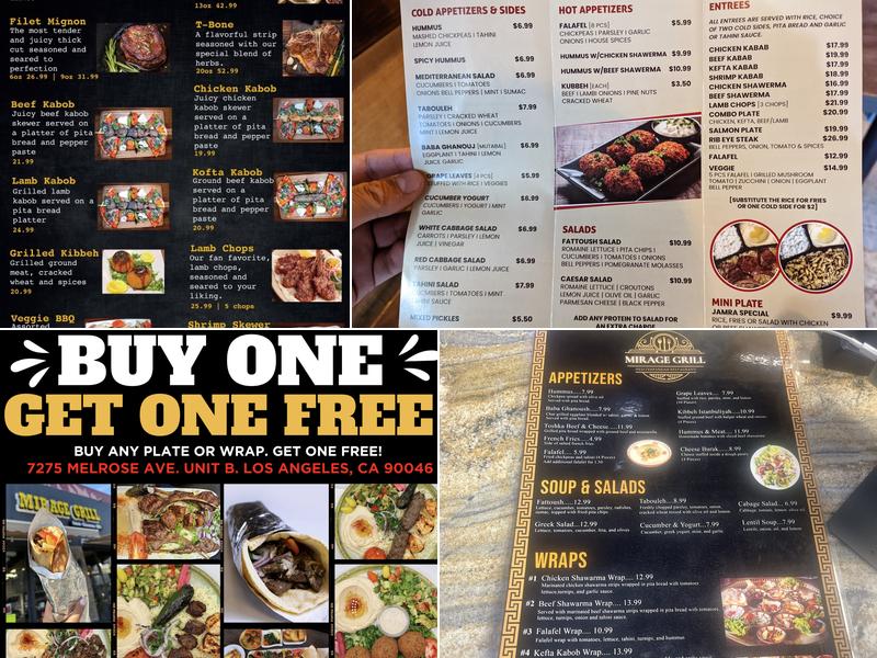 Mirage Grill Menu