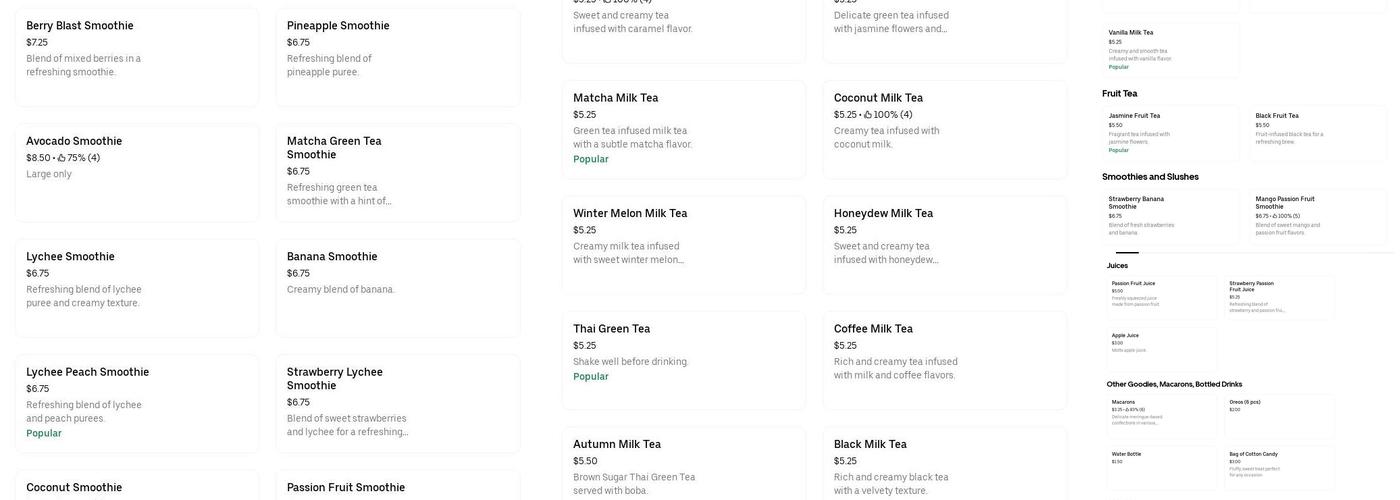 Sweet Sip Braintree Menu