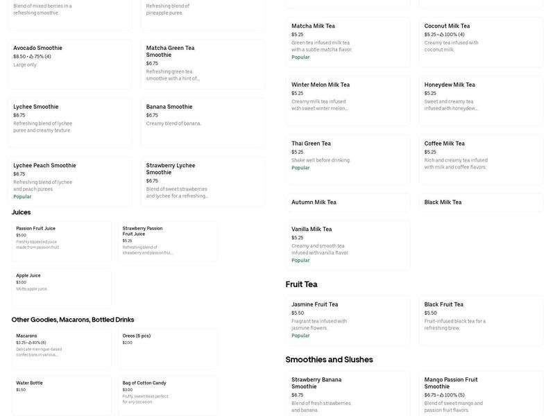 Sweet Sip Braintree Menu