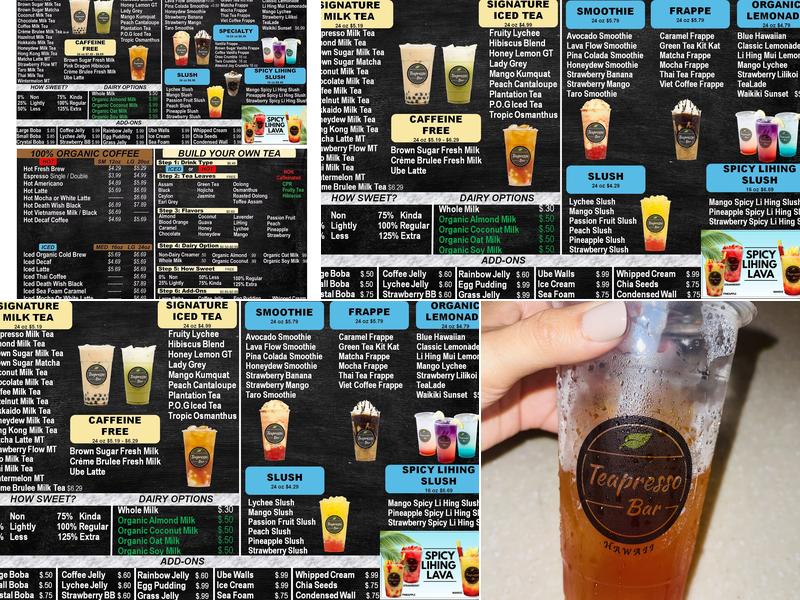 Teapresso Bar - Ewa Beach Menu