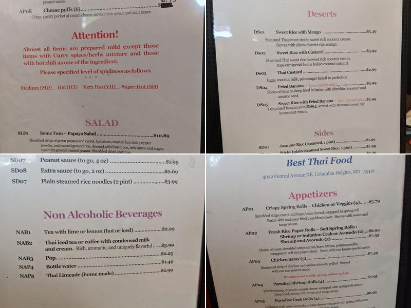 Chow Thai Restaurant Menu