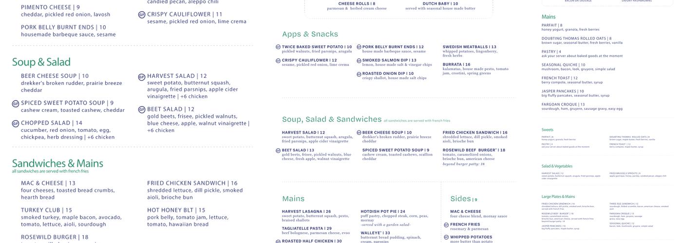 Rosewild Menu