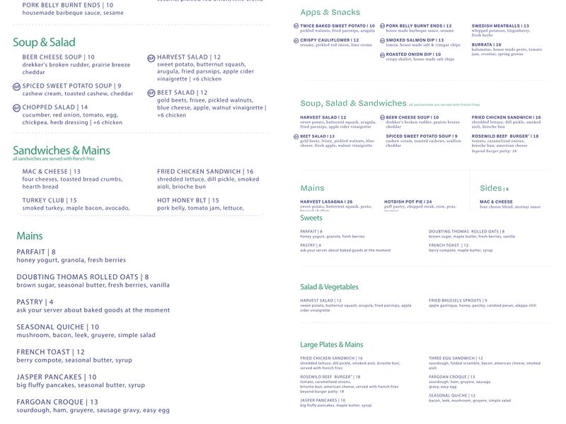 Rosewild Menu
