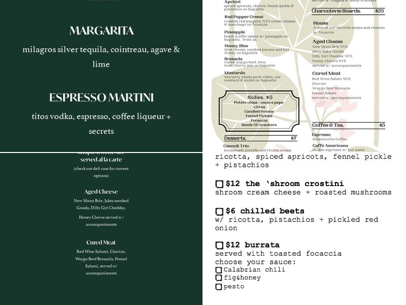 Judas Tree Menu