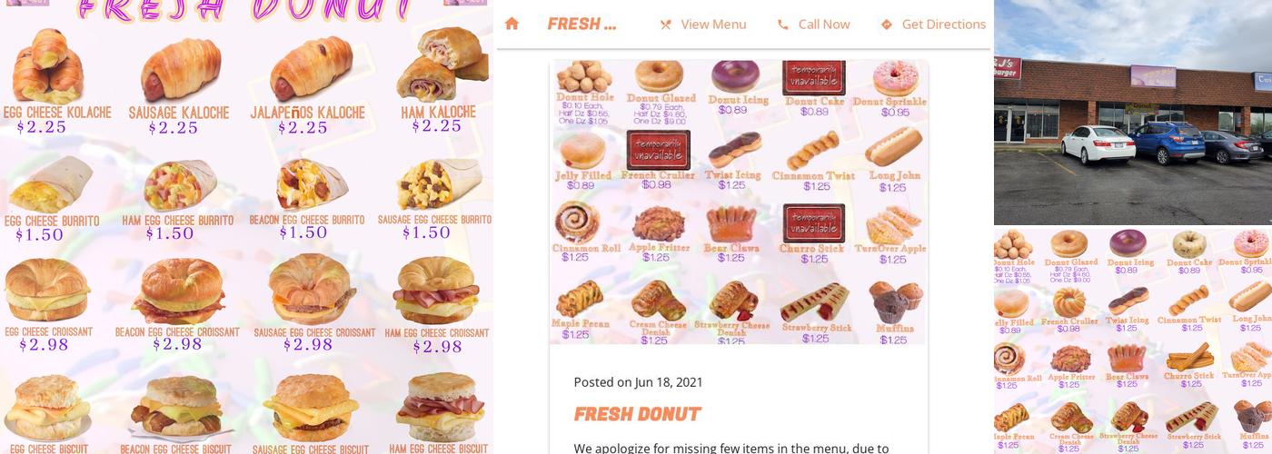 FRESH DONUT Menu