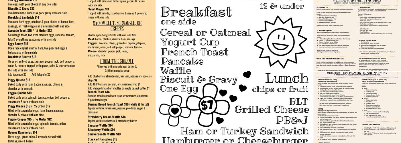 Wildflower Cafe Menu