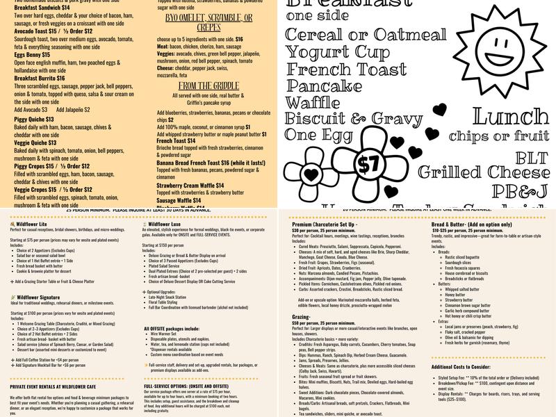 Wildflower Cafe Menu