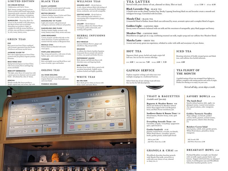 Smith Teamaker Menu