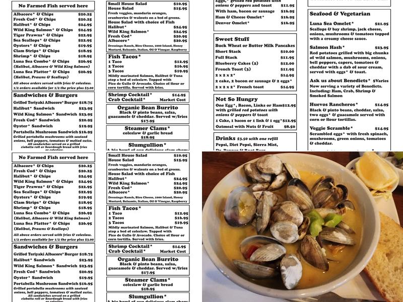 Luna Sea Fish House Menu