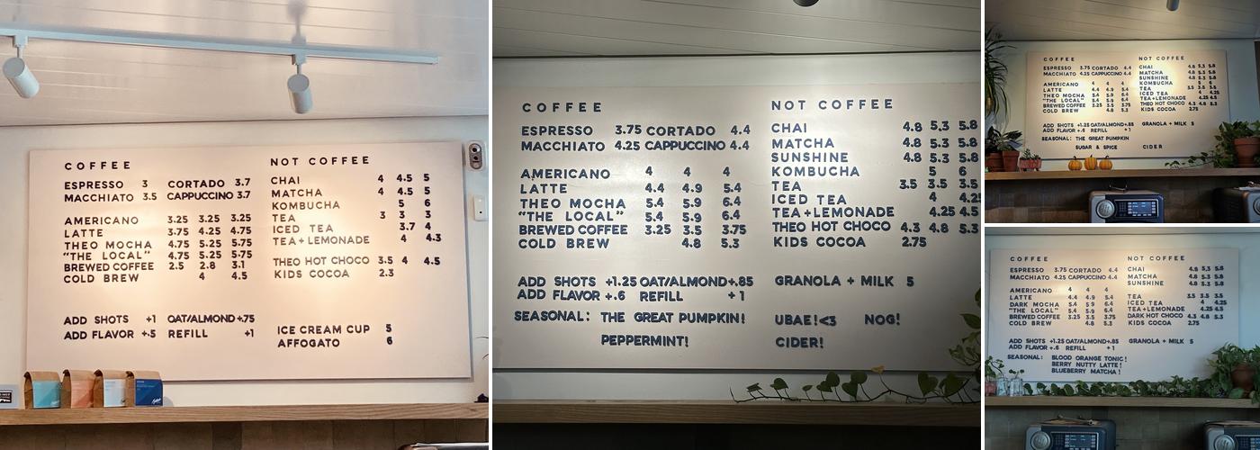 Sidekick Coffee Menu