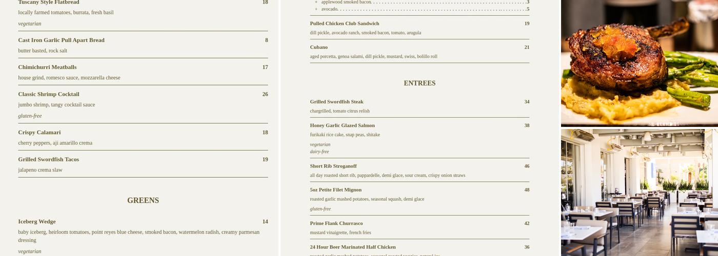 Larkspur Grill Menu