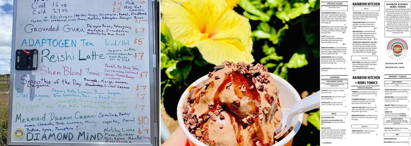 Rainbow Kitchen + Rebel Tonics Menu