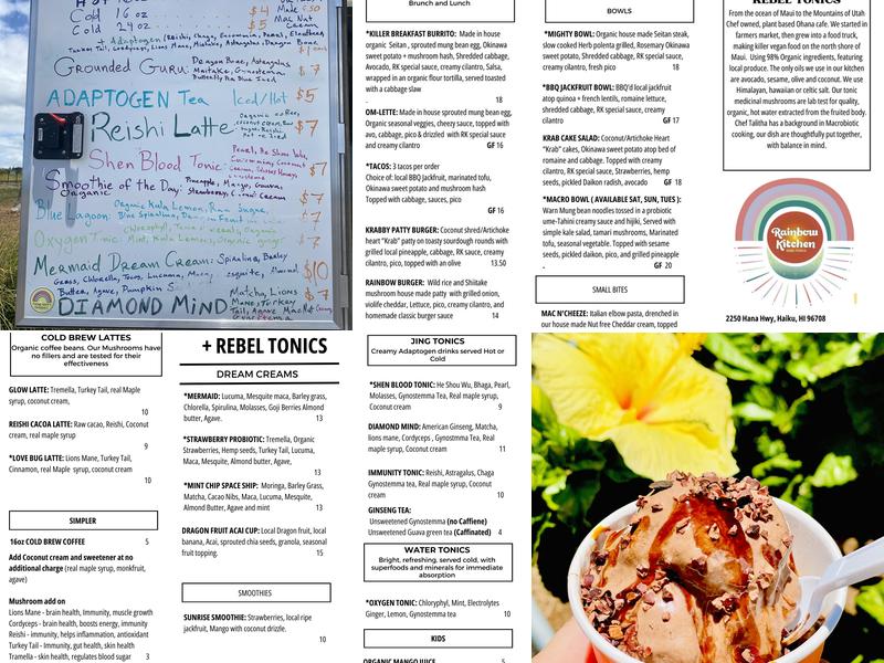 Rainbow Kitchen + Rebel Tonics Menu