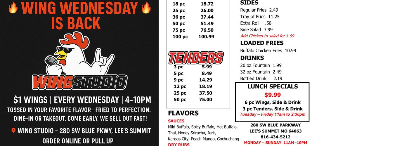 Wing Studio Menu