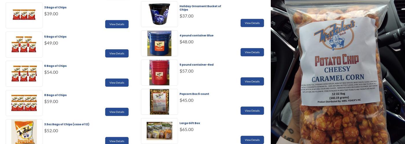 Mrs Fisher's Potato Chips Menu