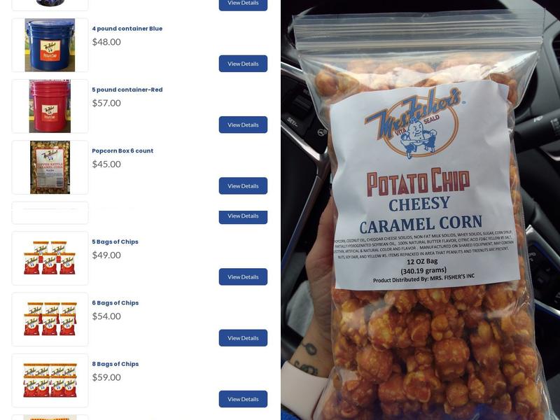 Mrs Fisher's Potato Chips Menu