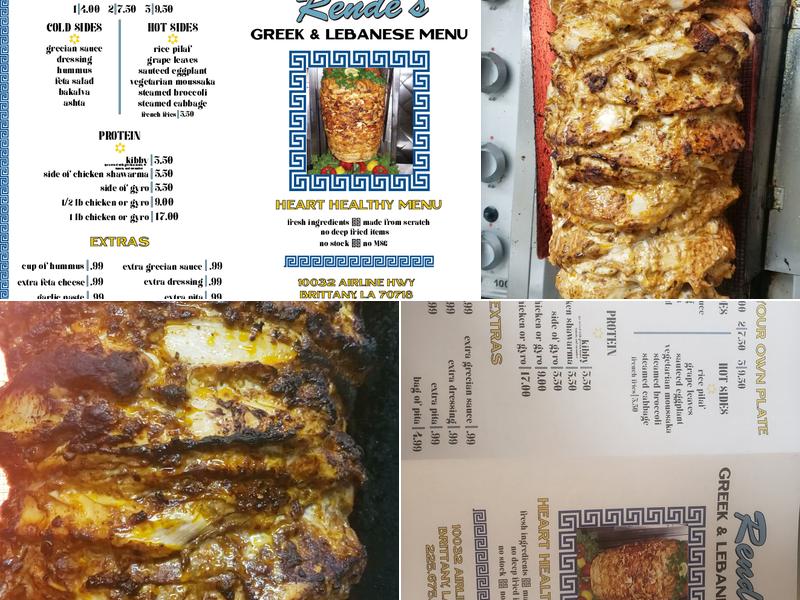 Rende's Greek & Lebanese Cafe' Menu