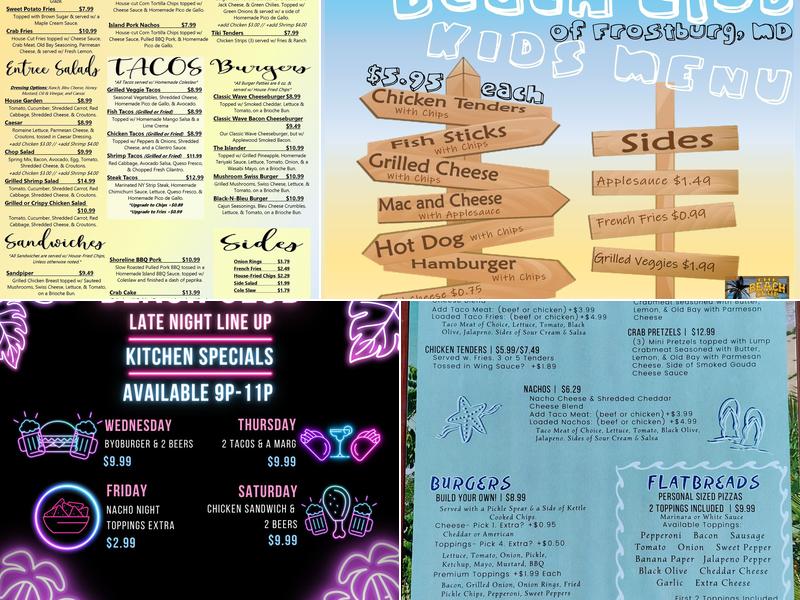 The Beach Club of Frostburg Menu