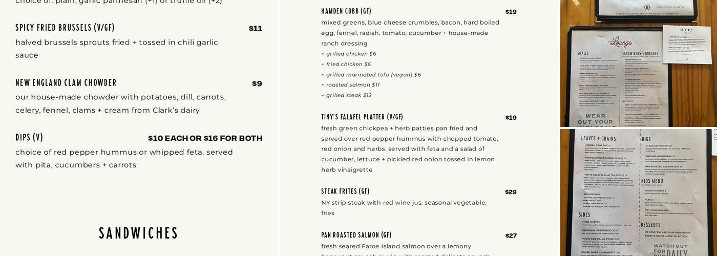 Hamden Inn Menu