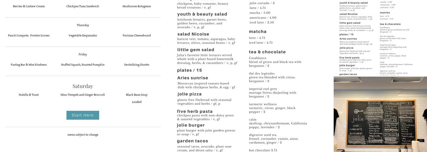 Jolie Menu