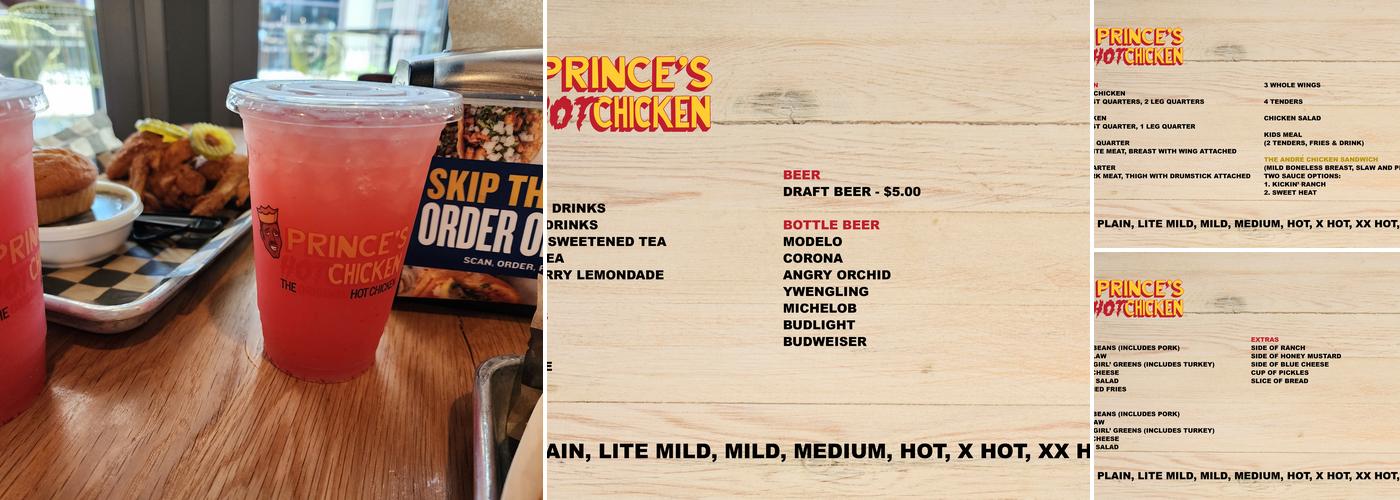 Prince's Hot Chicken Menu