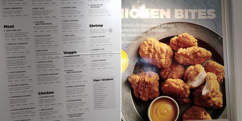 Panago Pizza Menu
