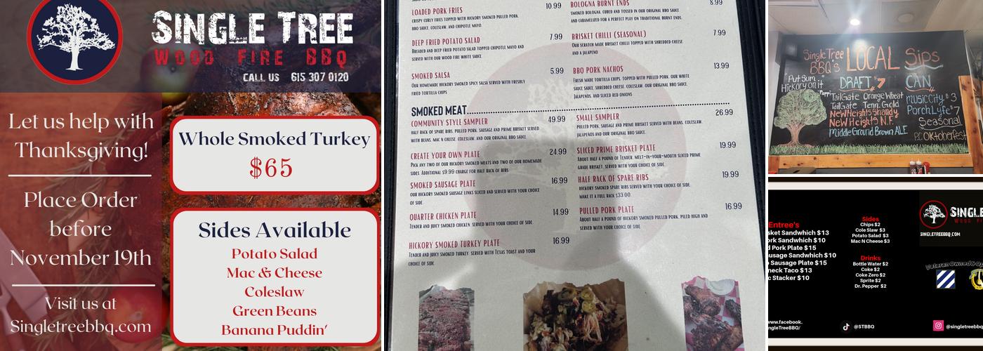 Single Tree BBQ Menu
