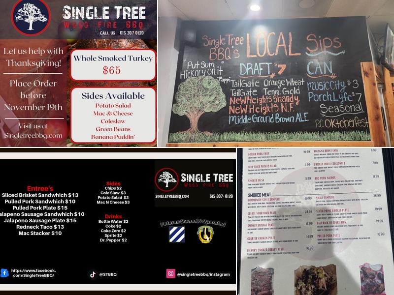 Single Tree BBQ Menu