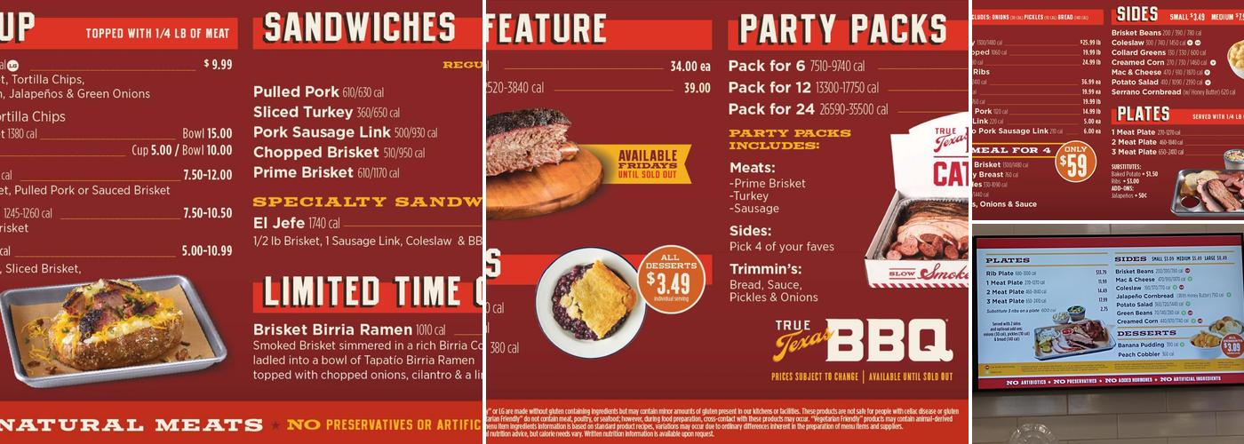 True Texas BBQ Menu