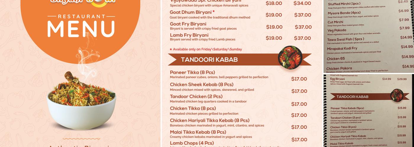 Biryani Bowl Menu