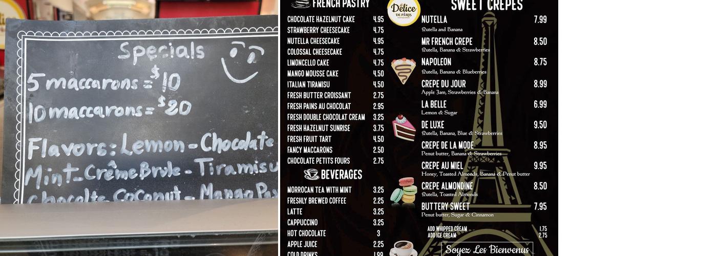 Delice de Paris Menu