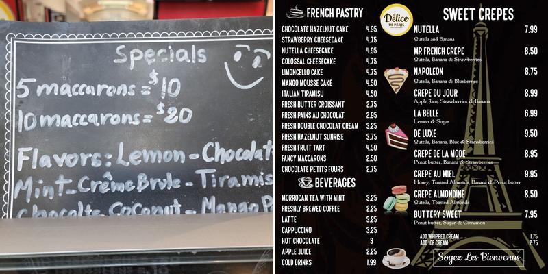 Delice de Paris Menu