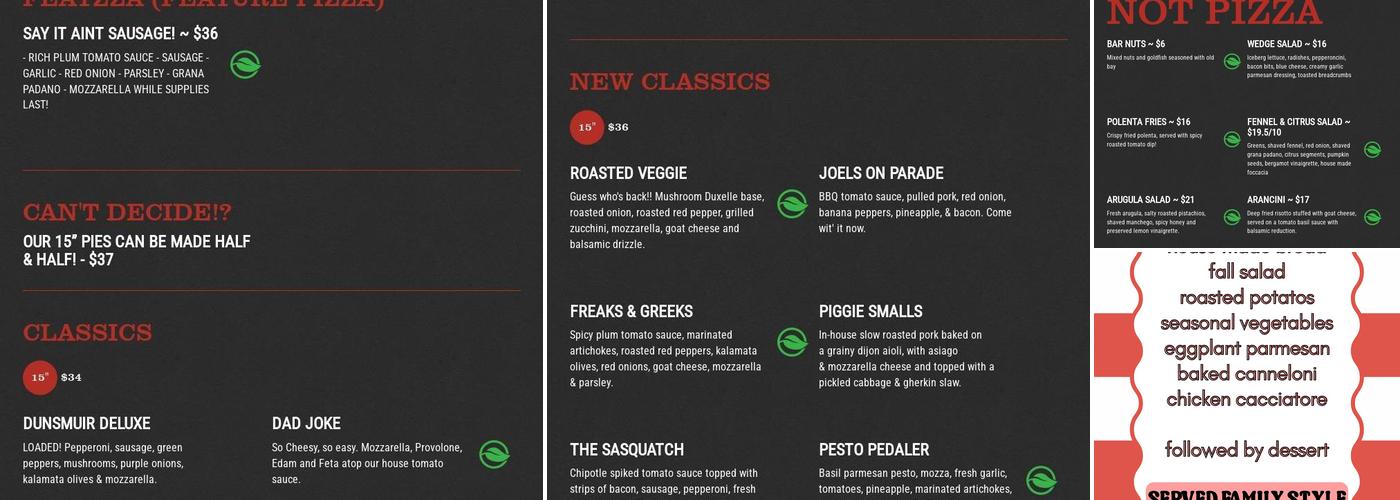 Riders Pizza Menu