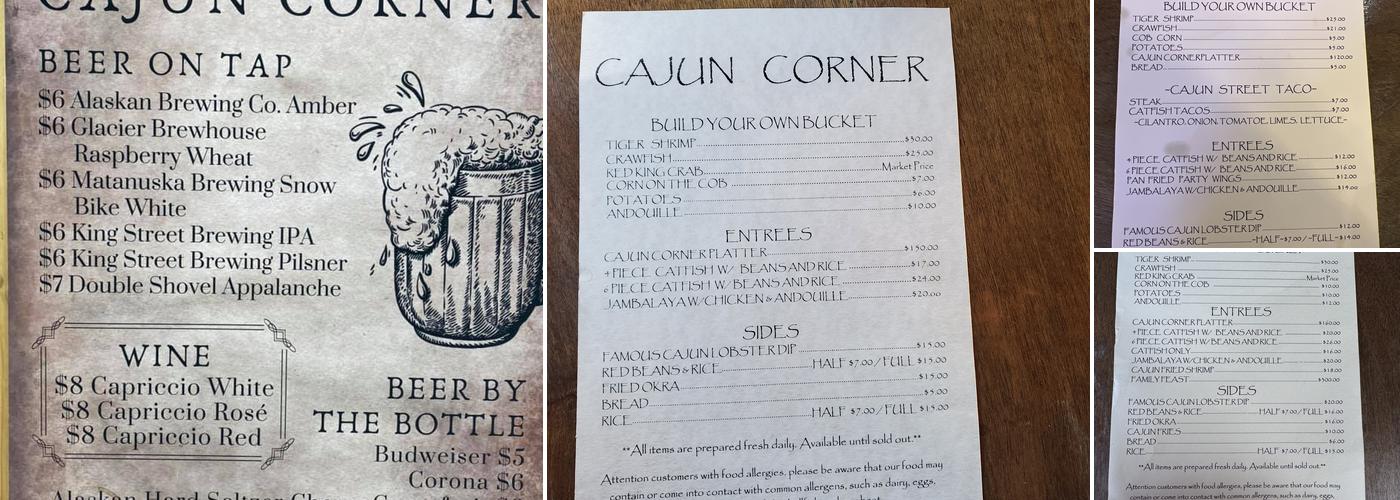 Cajun Corner Menu