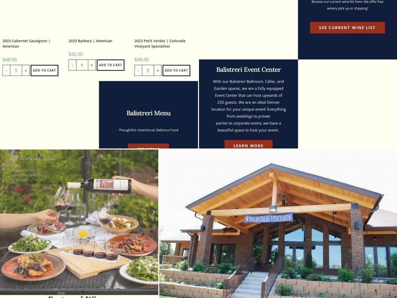Balistreri Vineyards Menu