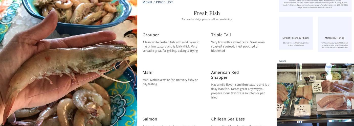 Barnhill Seafood Market & More Menu