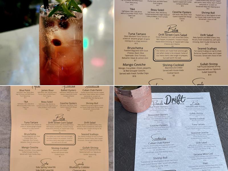 Drift Raw Bar Menu