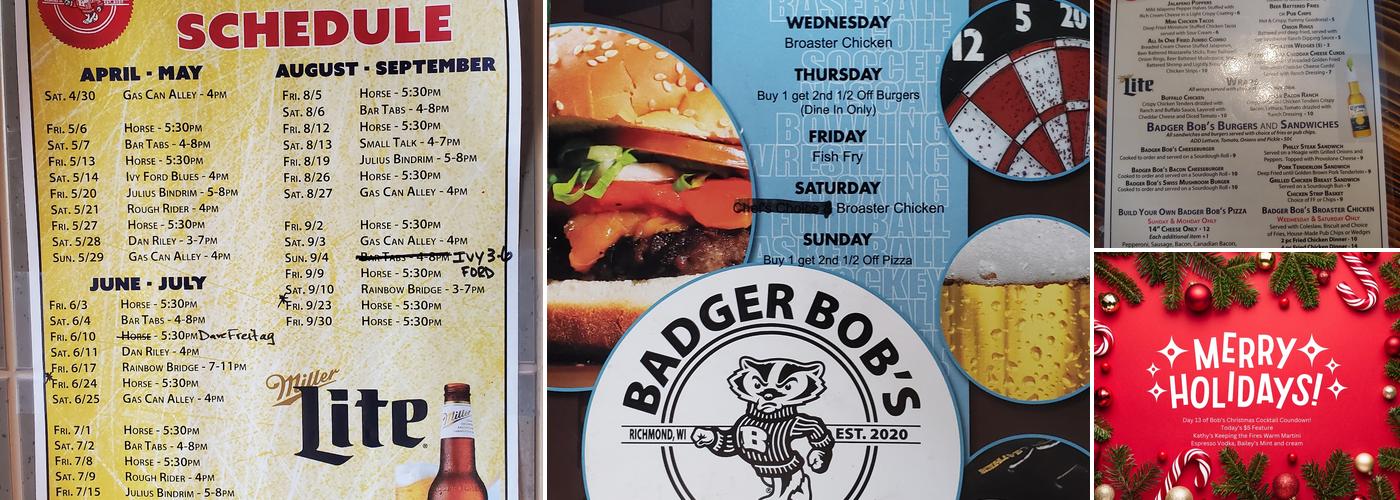 Badger Bob's Bar and Grill Menu