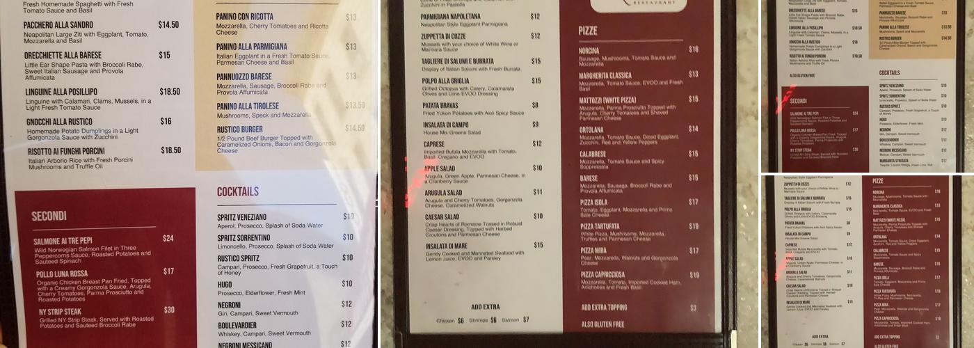 Rustico Taverna Menu
