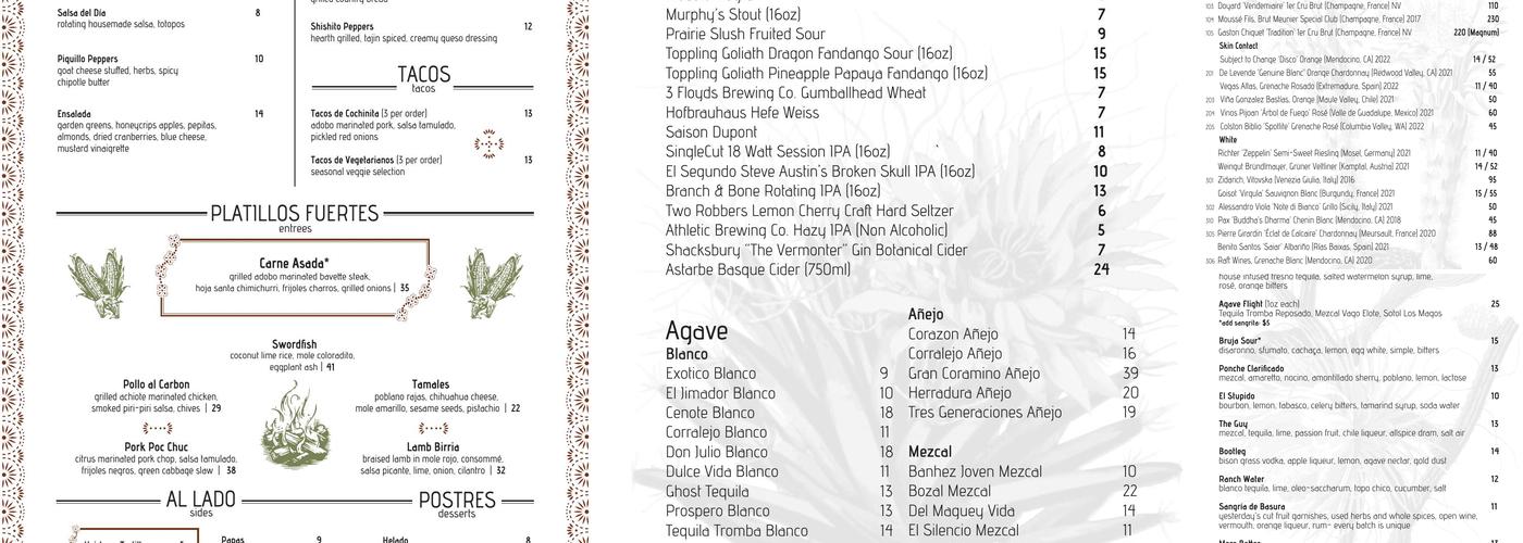 Sueño Menu
