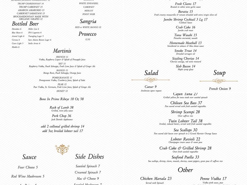 Catch 21 Seafood & Steak Menu